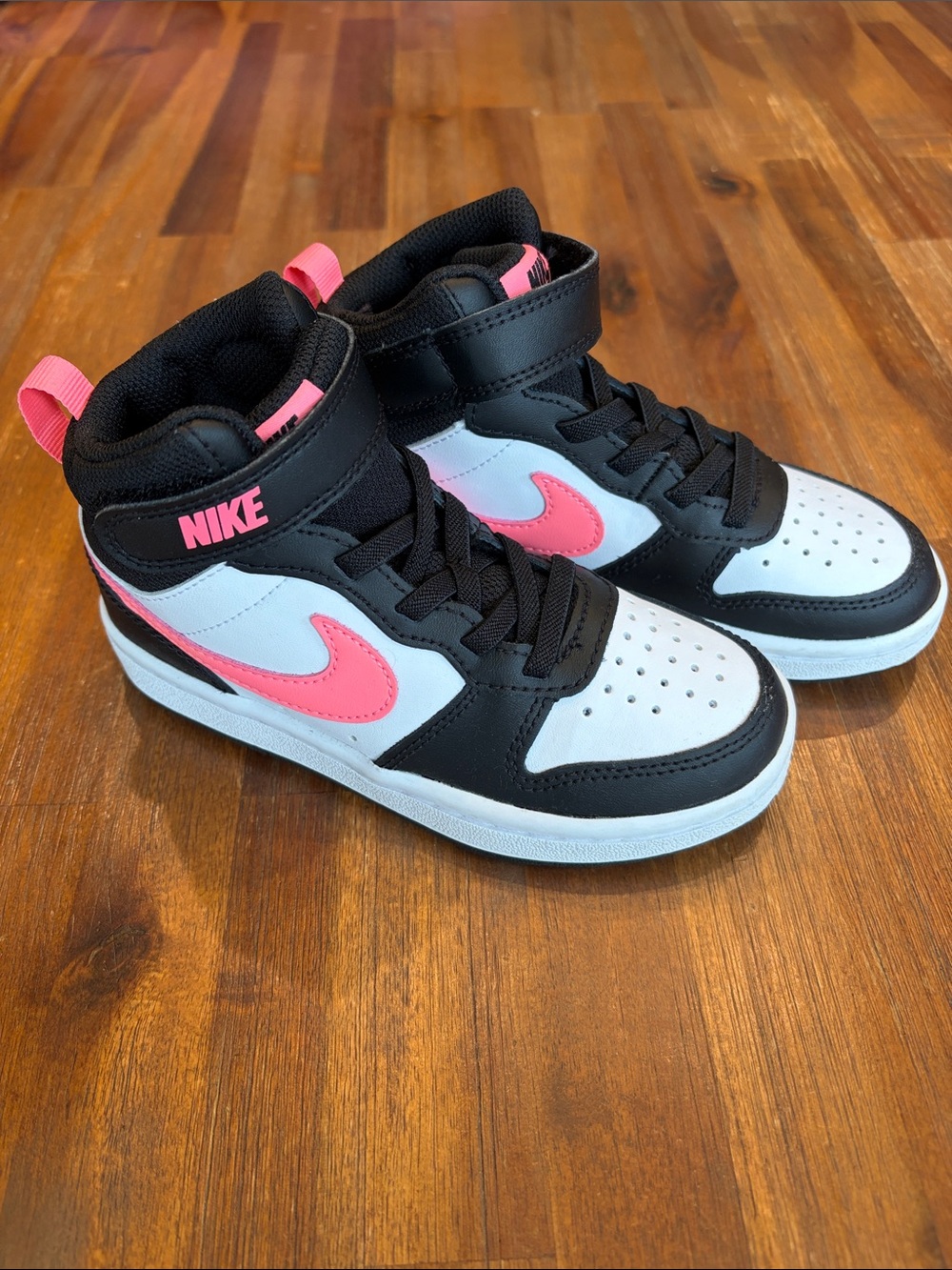 Nike Court Borough Mid 2 Sneaker in Black, White & Sunset Pulse Pink